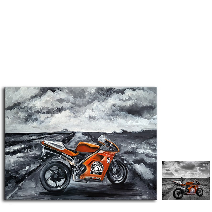 van foto motor naar schilderij